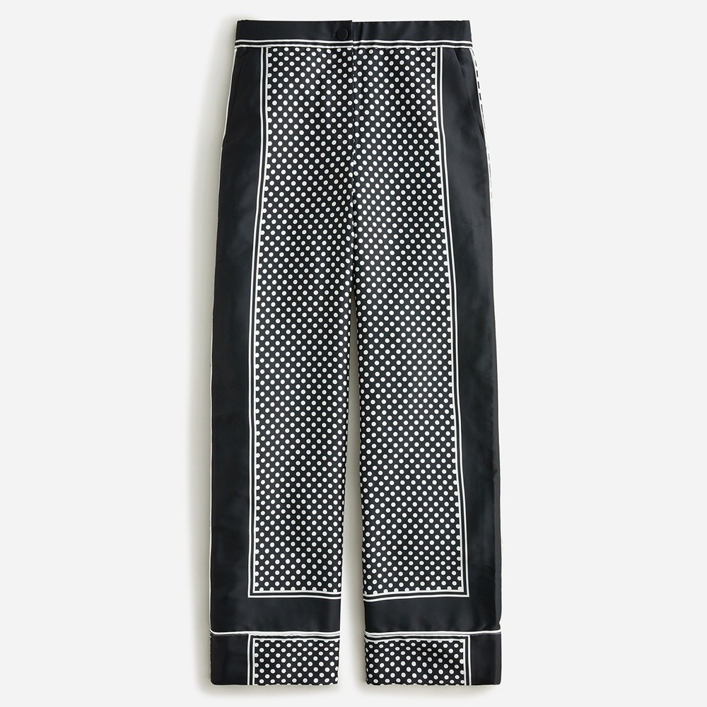 Marie Marot‎ X J.Crew Drapey Pant Women's Size 6 Black White Polka Dot SZ 6